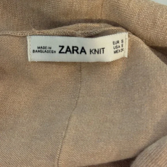 Zara Knit Beige Open Front Lightweight Cardigan - Size Small - Picture 4 of 5